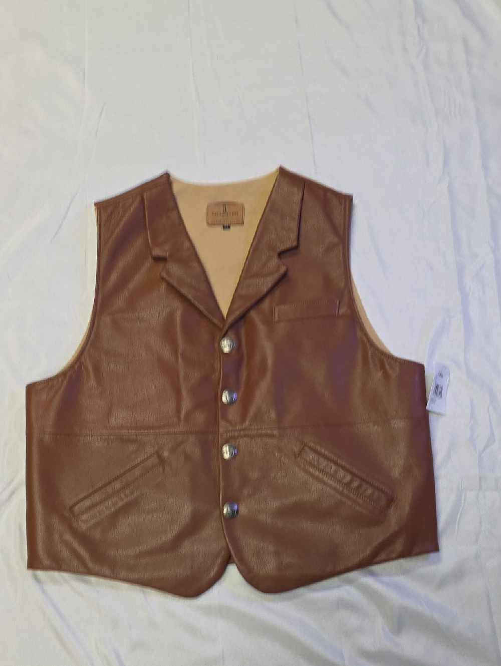 Corona Men's Brown Leather Vest with Notch Lapel